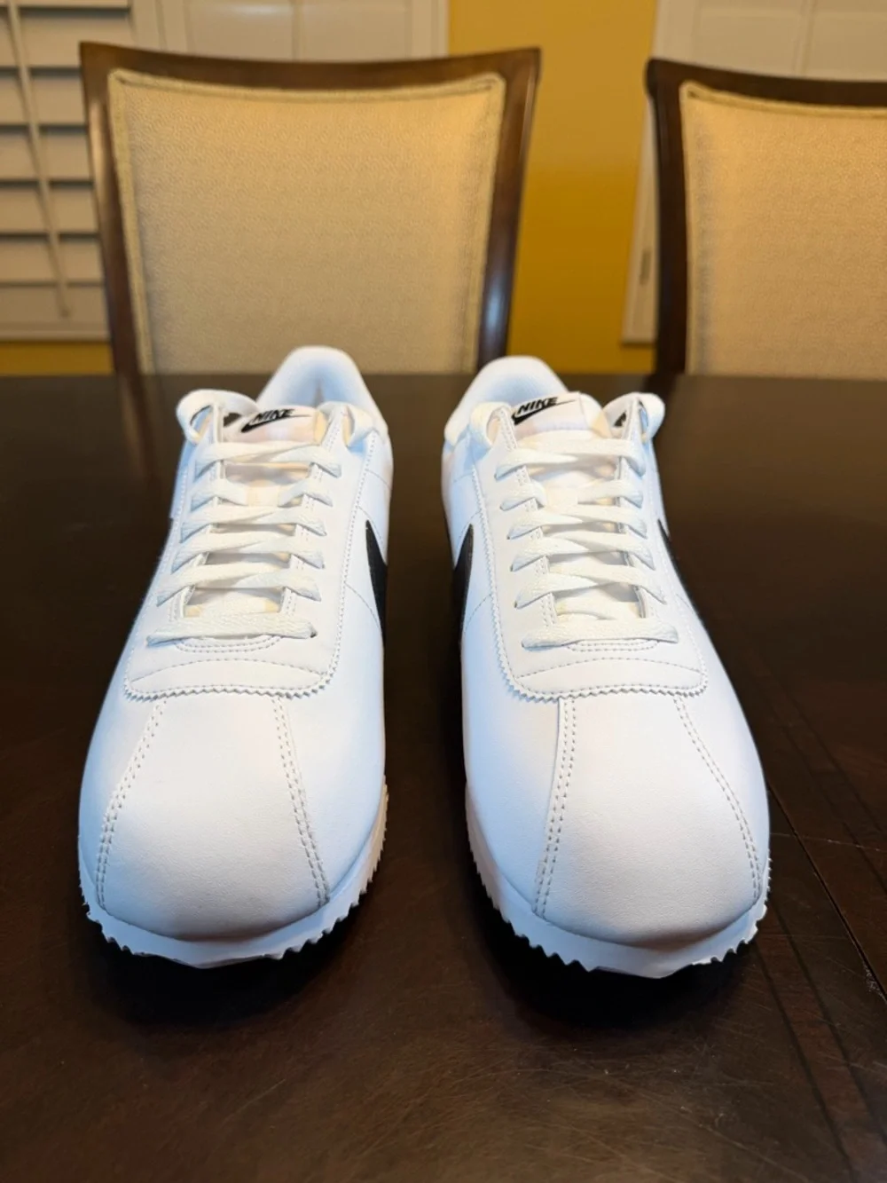 New Nike Cortez Leather White Black Sneaker Shoes Size US 12